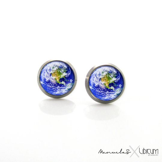 Stars  Space jewelry  Solar system  Small Earrings  sensitive jewelry  Rainbow  pure titanium  Planet Earth  Planet  Nebula  Mother Earth