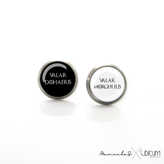 game of thrones deaths valar morghulis, game of thrones jewelry, game of thrones tribute, game of thrones earrings, valar dohaeris valar morghulis, GOT, GOT fan, Netflix show, HBG show, John Snow, Aria Stark, Winter is coming