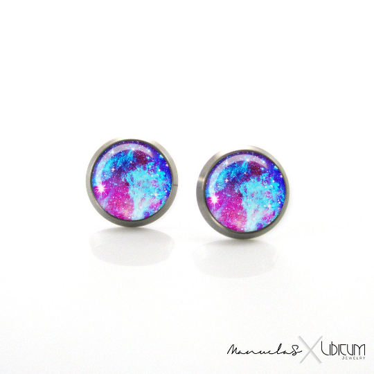 Galaxy Nebula Stars Space Jewelry, Pink, Purple, Blue, bright, shooting stars