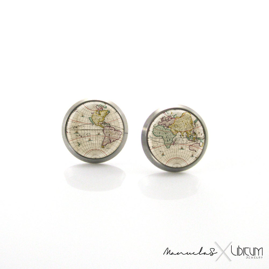 Vintage map earrings