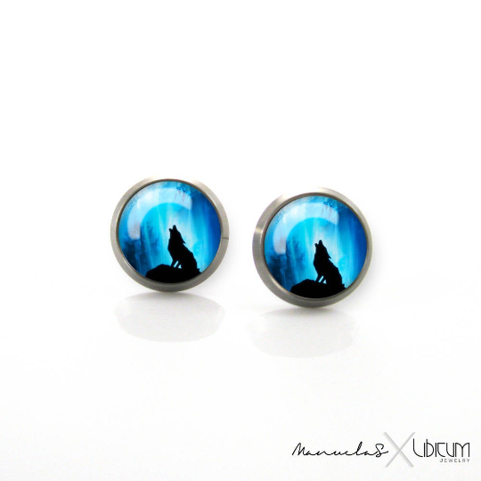 Wolf Full Moon Earrings