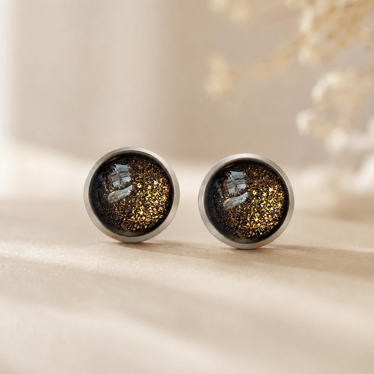 Black and Gold Shimmer Titanium Earrings