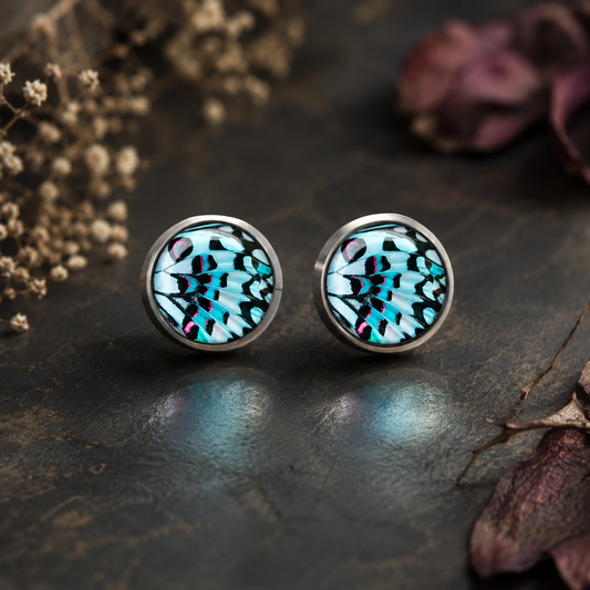 Butterfly Blue Titanium Earrings
