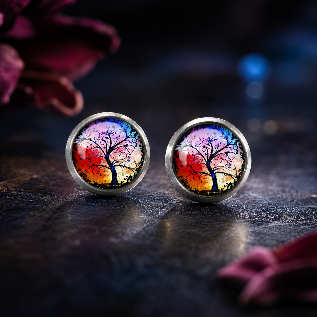 Rainbow_Tree_Titanium_Earrings