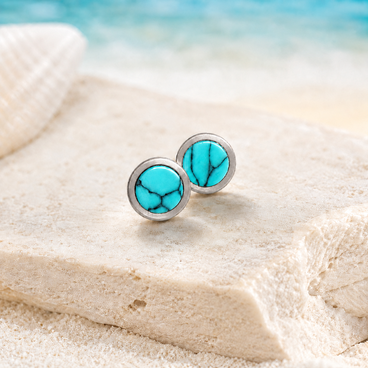 Mini Titanium Earrings Turquoise