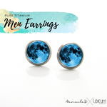 Blue Full moon Men Earrings