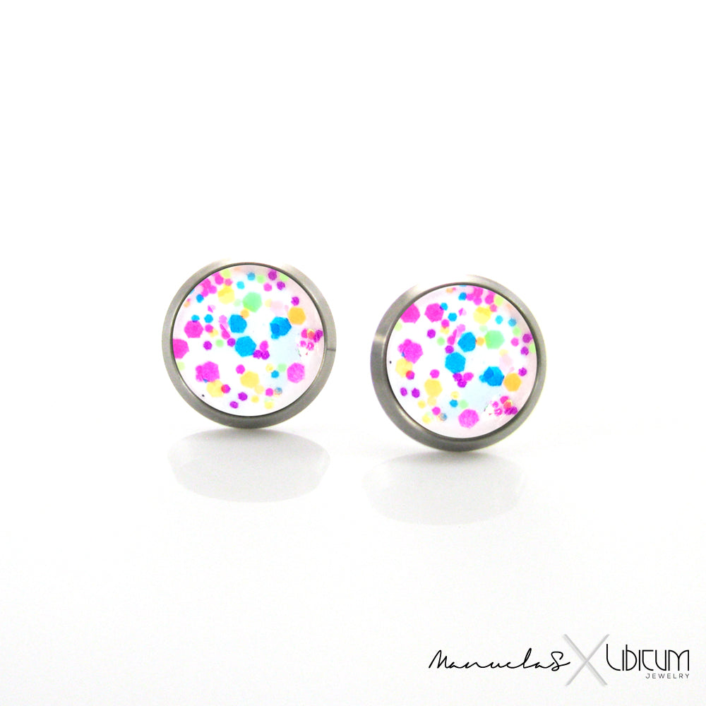 Speckles on White Earrings