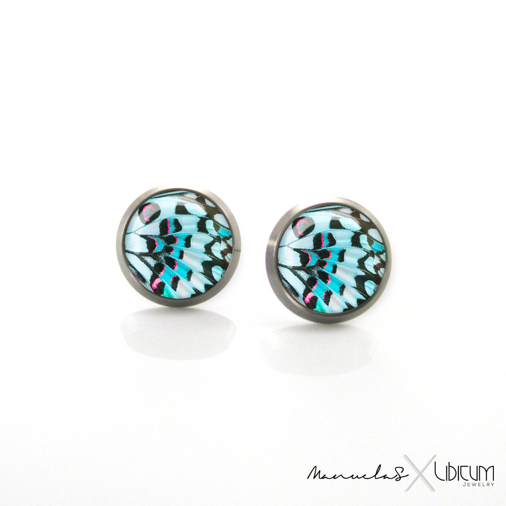 Butterfly Blue Titanium Earrings