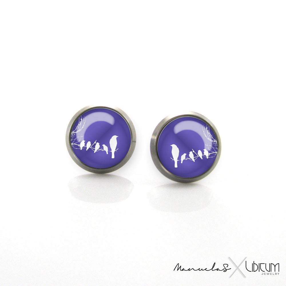 Purple Birds Earrings